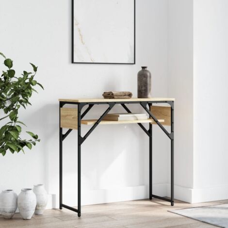 Table console，Table d'appoint，Bout de canapé avec étagère chêne sonoma 75x30x75 cm CFW305613