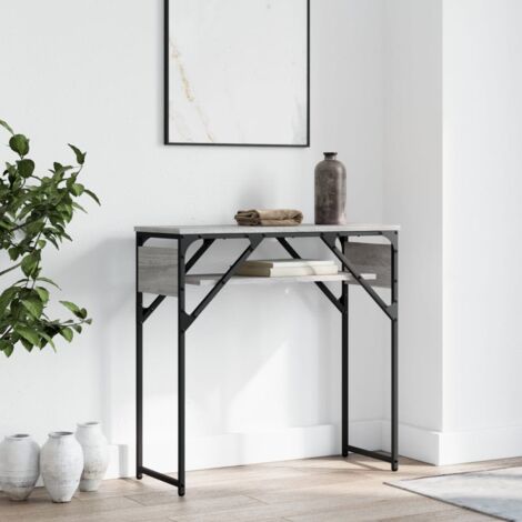 Table console,Table d'appoint,Bout de canapé avec étagère sonoma gris 75x30x75 cm CFW967356