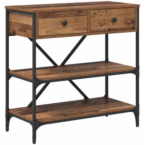 Table console,Table d'appoint,Bout de canapé avec tiroir avec étagère Autre Bois ancien CFW58766