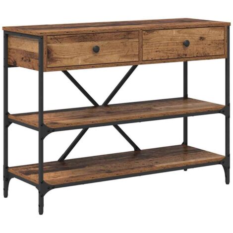 Table console，Table d'appoint，Bout de canapé avec tiroir avec étagère Autre Bois ancien CFW82538