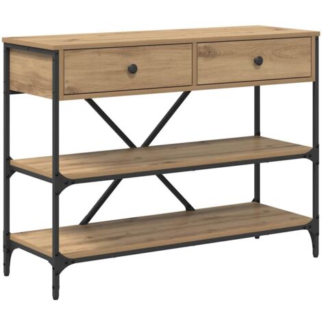 Table console，Table d'appoint，Bout de canapé avec tiroir avec étagère Autre chêne artisanal CFW93090