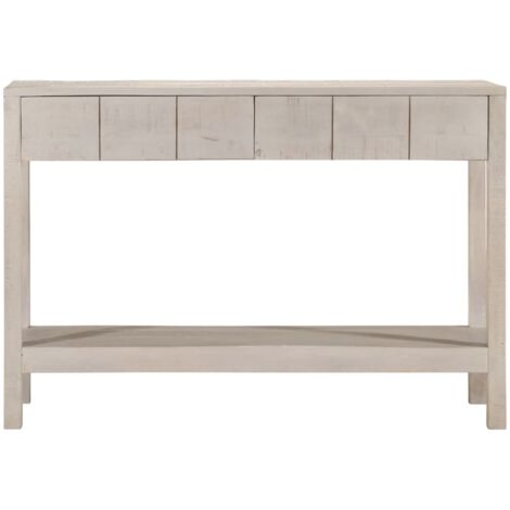 Table console，Table d'appoint，Bout de canapé blanc 110x35x75 cm bois de manguier solide CFW74093