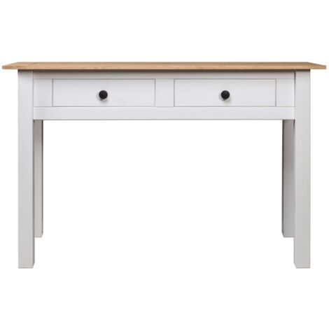 Table console，Table d'appoint，Bout de canapé Blanc 110x40x72 cm Pin solide Gamme Panama CFW50599