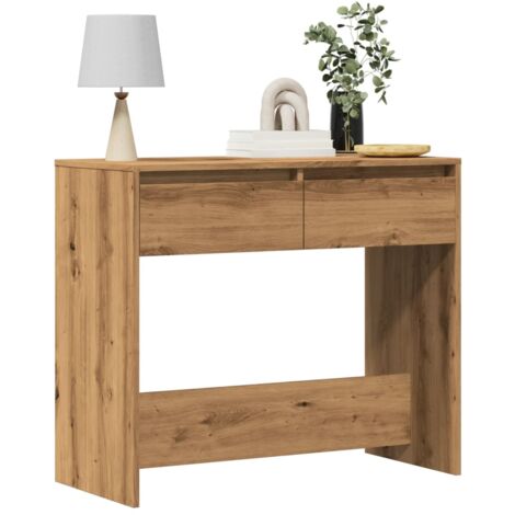Table console,Table d'appoint,Bout de canapé chêne artisanal 89x41x76,5 cm bois d'ingénierie CFW90011