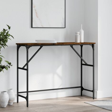 Table console，Table d'appoint，Bout de canapé chêne fumé 100x32x75 cm bois d'ingénierie CFW904134