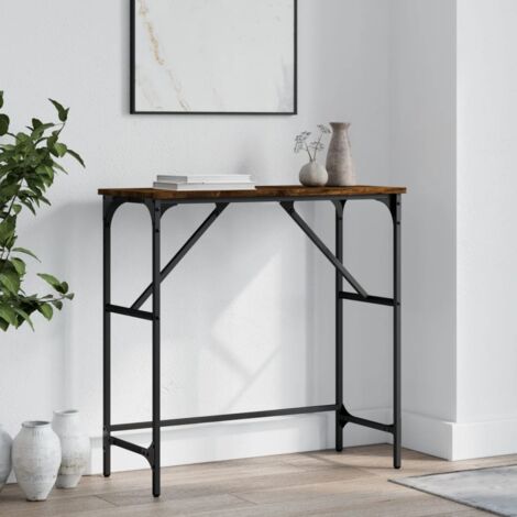 Table console，Table d'appoint，Bout de canapé chêne fumé 75x32x75 cm bois d'ingénierie CFW264073