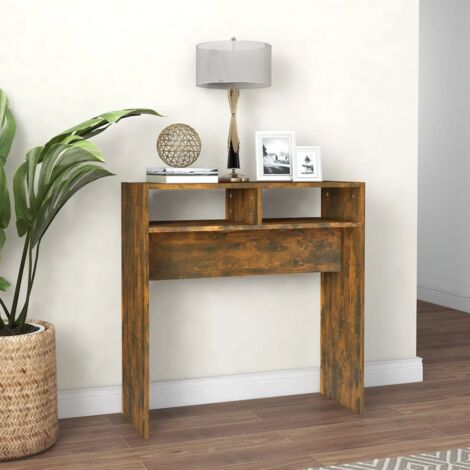 Table console,Table d'appoint,Bout de canapé Chêne fumé 78x30x80 cm Bois d'ingénierie CFW868271