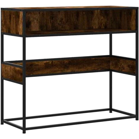 Table console，Table d'appoint，Bout de canapé chêne fumé 90x35x80 cm bois d'ingénierie CFW14605