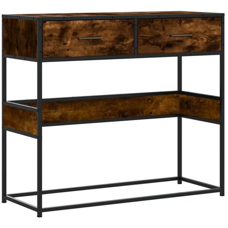 Table console，Table d'appoint，Bout de canapé chêne fumé 90x35x80 cm bois d'ingénierie CFW97103