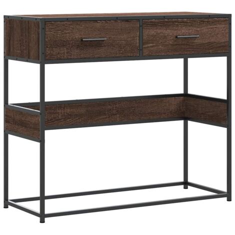 Table console，Table d'appoint，Bout de canapé chêne marron 90x35x80 cm bois d'ingénierie CFW33151