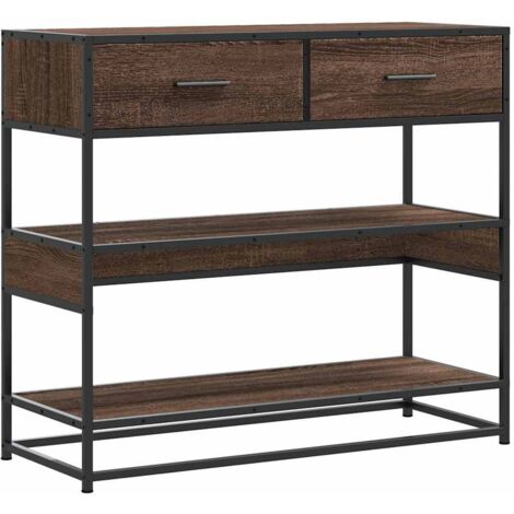 Table console，Table d'appoint，Bout de canapé chêne marron 90x35x80 cm bois d'ingénierie CFW53072
