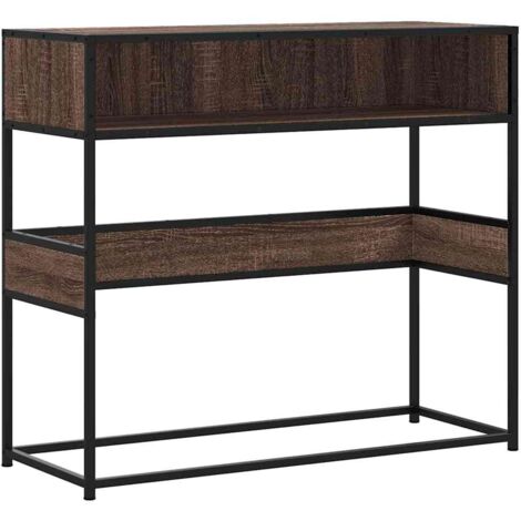 Table console，Table d'appoint，Bout de canapé chêne marron 90x35x80 cm bois d'ingénierie CFW90807