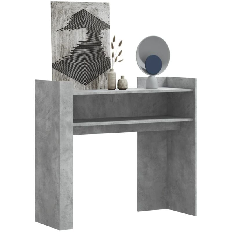 Table console，Table d'appoint，Bout de canapé gris béton 100x35x90 cm bois d'ingénierie CFW82795