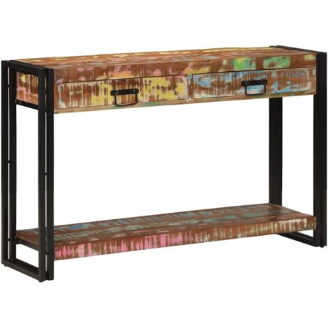 Table console，Table d'appoint，Bout de canapé Multicolore bois de récupération massif CFW84289