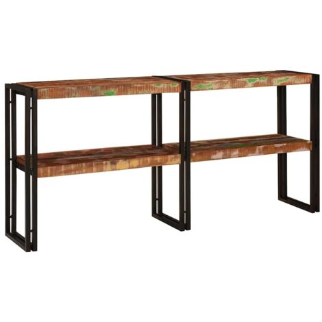 Table console，Table d'appoint，Bout de canapé Multicolore bois de récupération massif CFW89385