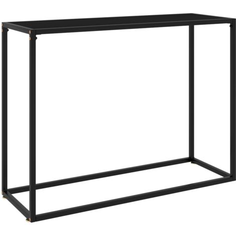 Table console,Table d'appoint,Bout de canapé Noir 100x35x75 cm Verre trempé -72747
