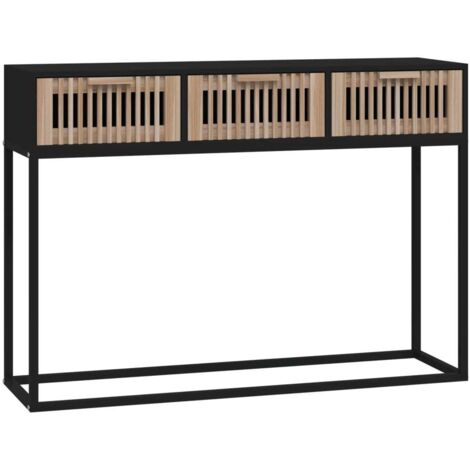 Table console，Table d'appoint，Bout de canapé noir 105x30x75 cm bois d'ingénierie et fer CFW37352