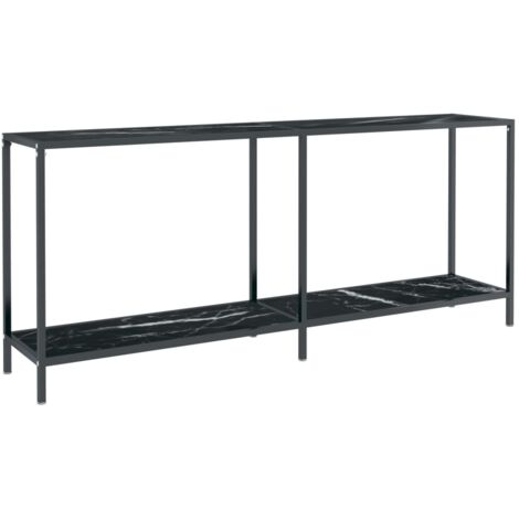 Table console，Table d'appoint，Bout de canapé Noir 180x35x75,5 cm Verre trempé CFW38954