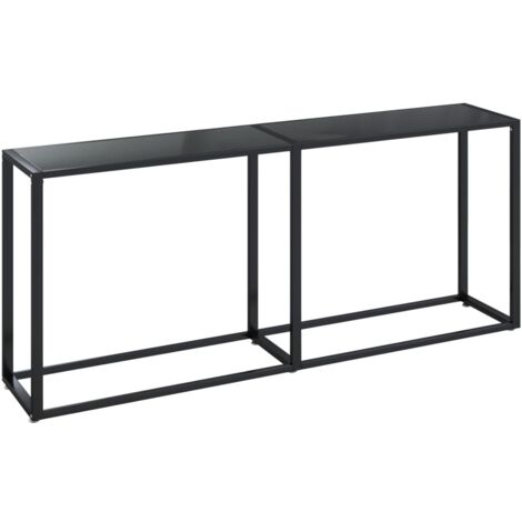 Table console，Table d'appoint，Bout de canapé Noir 180x35x75,5 cm Verre trempé CFW72290