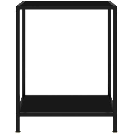Table console，Table d'appoint，Bout de canapé Noir 60x35x75 cm Verre trempé CFW21218