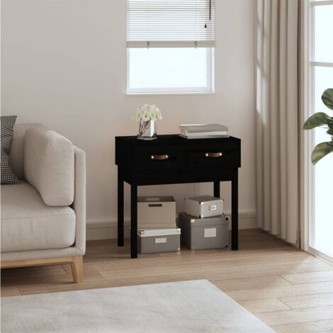 Table console,Table d'appoint,Bout de canapé Noir 76,5x40x75 cm Bois massif de pin CFW200982