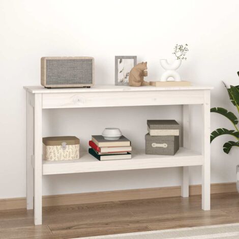 Table console,Table d'entrée Blanc 110x40x75 cm Bois de pin solide ASD85032