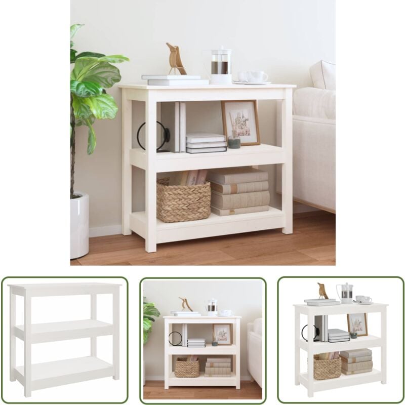 Maison Chic - The Living Store Table console Blanc 80x40x74 cm Bois massif de pin - Table Basse - Meuble Entrée - Table D'appoint - Table Console