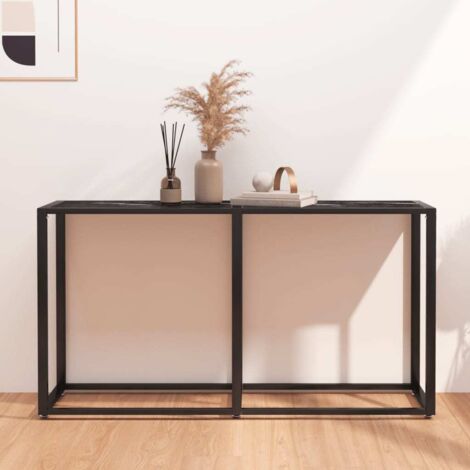 Table console,Table d'entrée Marbre noir 140x35x75,5 cm Verre trempé ASD74624