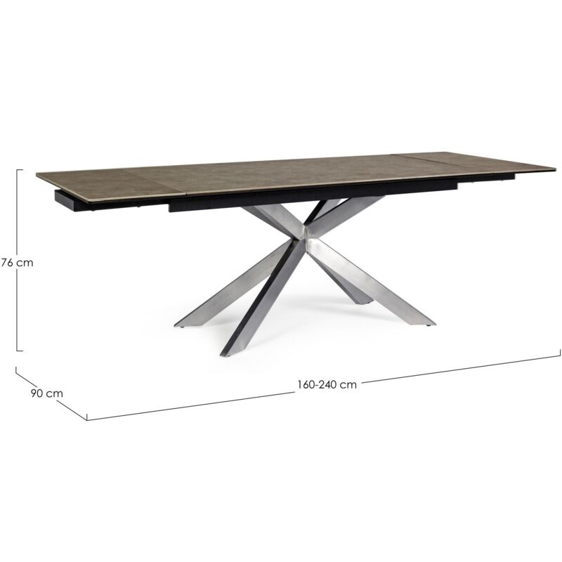Table Extensible Acier Céramique Arzachel 160/240 x 90 cm