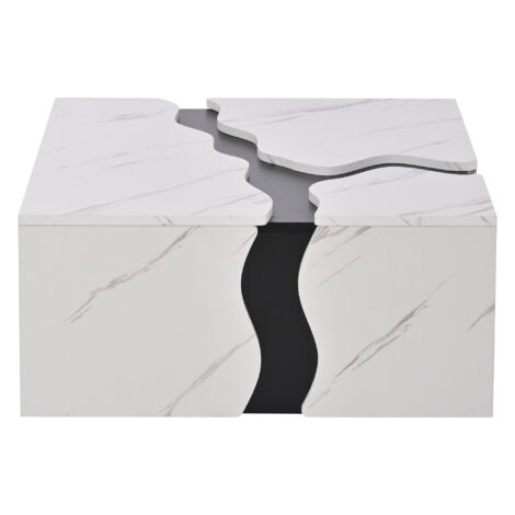 TABLE Cube Forme Design Moderne Particle Board Blanc 70.00x70.00x31.00 cm