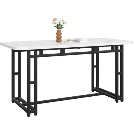 Table cuisine moderne 1PCS 140x80cm - Design luxe rectangulaire pieds noirs - Salle à manger légère