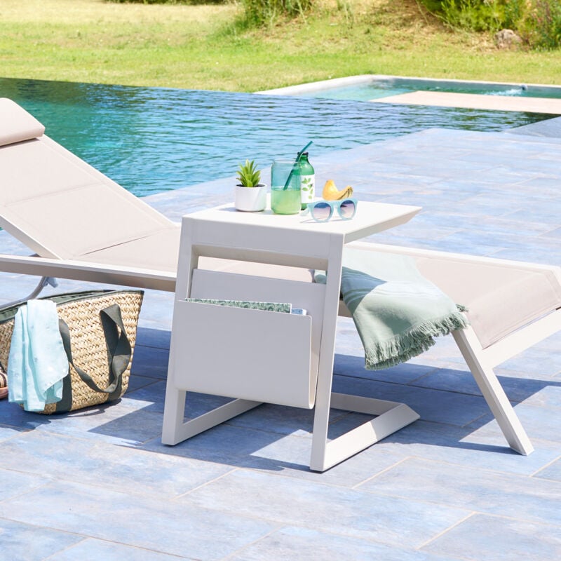 Table d appoint de jardin carrée Allure argile 55 x 45 x 55cm en aluminium - Hespéride