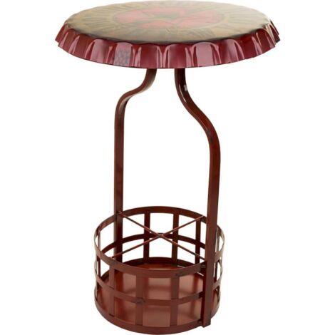 Table d appoint design métal coloré pour rangement bouteilles - Rouge capsule effet multicolore