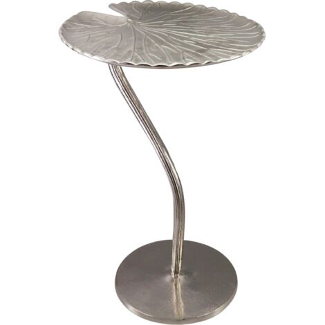 Table d appoint feuille aluminium finition argentée élégante - argent effet métal satiné