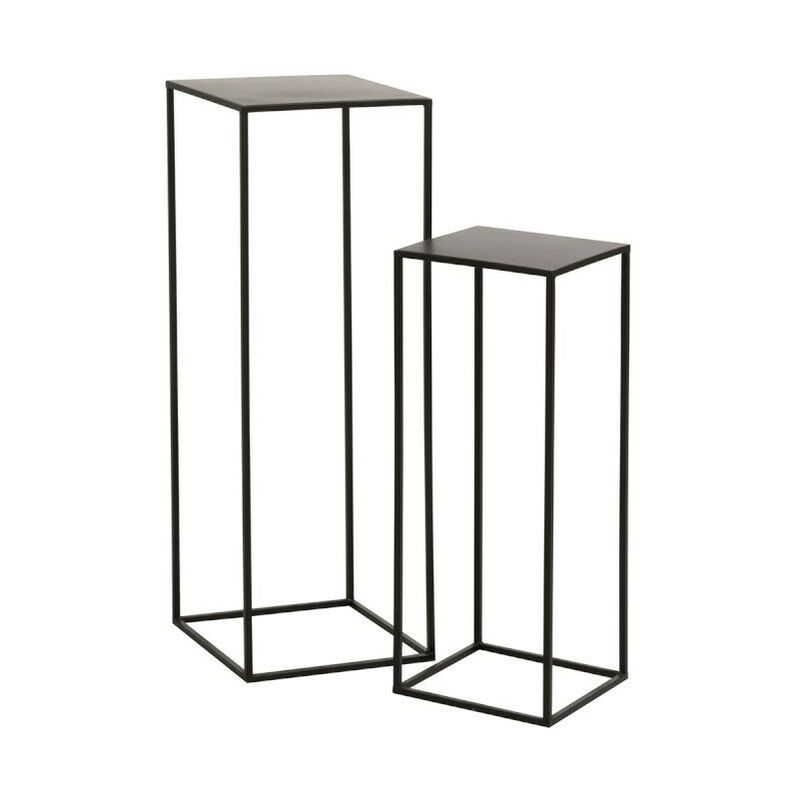 J-line - Set de 2 tables gigognes carree metal noir