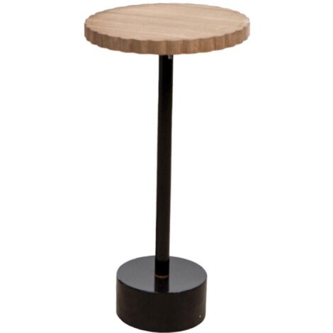 Table d appoint ronde bois naturel et pied métal noir élégant - bois naturel et pied métal noir