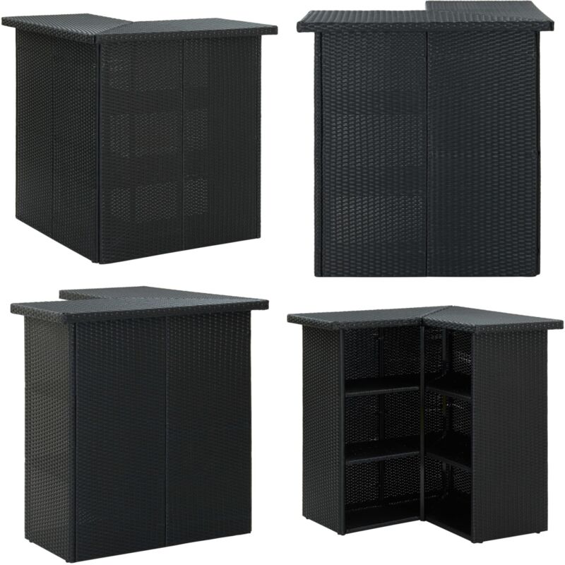 Table d'angle de bar Noir 100x50x105 cm Résine tressée - Table De Bar - Table D'angle - Table Bistrot - Table Design - Mobilier Extérieur - Home &