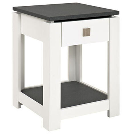 Table d'appoint 1 tiroir 40x40x55 cm gris foncé et blanc - JOSEF