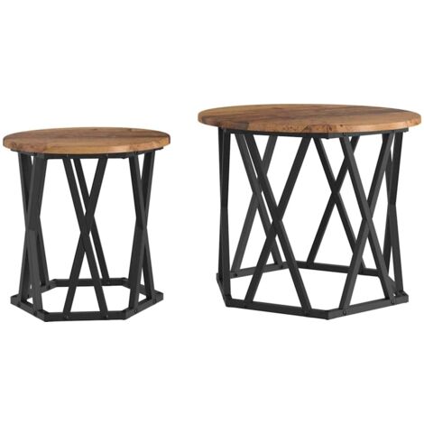 Table d'appoint 2 pcs，Table basse，Table de Salon Bois de récupération 50 x 50 x 40 cm CFW18360