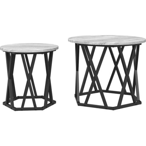 Table d'appoint 2 pcs，Table basse，Table de Salon Sonoma gris 50 x 50 x 40 cm CFW29640