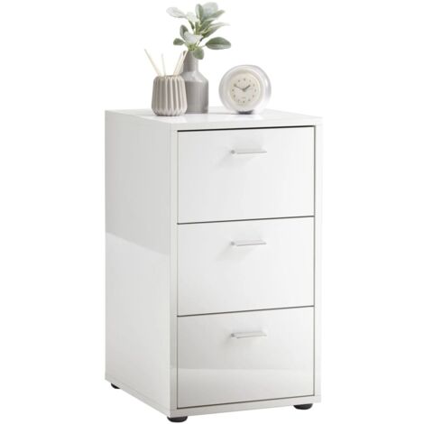 Table d'appoint 3 tiroirs 35x39,9x62,4 cm blanc