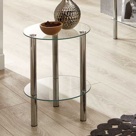 Table d'appoint 35x35x47 cm en verre et métal chromé - YUKON