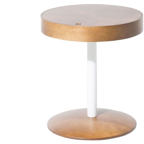 Table d'Appoint 40 cm en MDF et Métal Bois Foncé et Blanc Effet Look Naturel Oregon