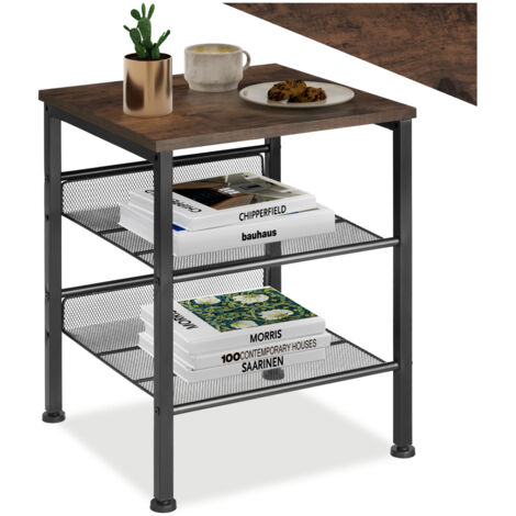 Table d'appoint 40,5 x 40 50,5 cm en panneau de fibres bois foncé