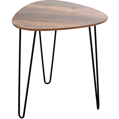 Table d'appoint 40x40x43 cm décor chêne foncé et métal noir