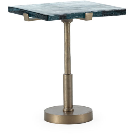 Table d'appoint 41x31x47 Métal doré antique/Verre rustique
