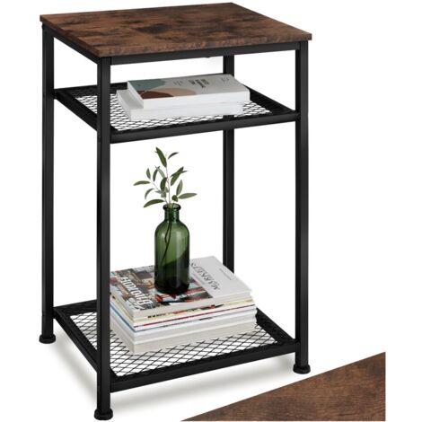Table d'appoint 45,5 x 36 75,5 cm en panneau de fibres bois foncé