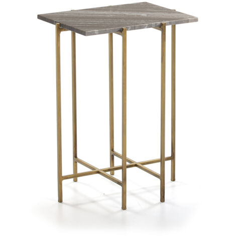 Table d'appoint 45x35x60 Marbre/Métal doré