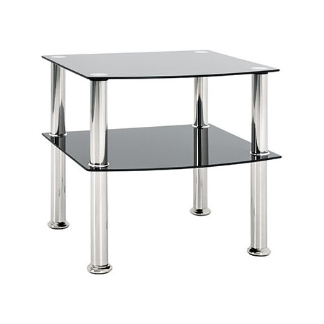Table d'appoint 45x45x44 cm en métal et verre noir et gris