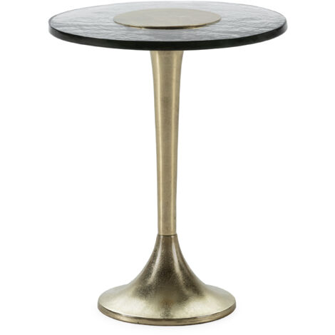 Table d'appoint 45x45x56 Verre/Métal doré